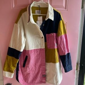 Corduroy patch colored button up jacket